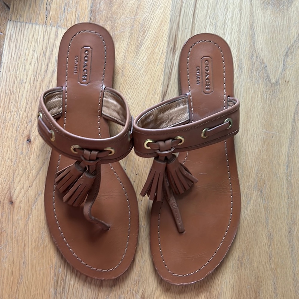 Coach leather flat sandals size 8